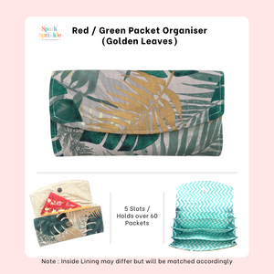 Golden Leaves - Handsewn Red/Green Packet Organiser