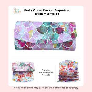 Pink Mermaid - Handsewn Red/Green Packet Organiser