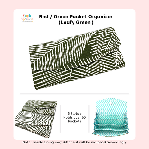 Leafy Green (Green) - Handsewn Red/Green Packet Organiser