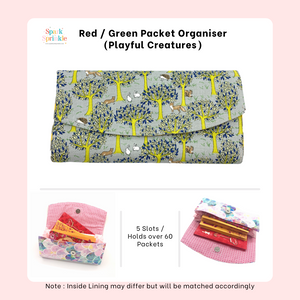 Playful Creatures - Handsewn Red/Green Packet Organiser