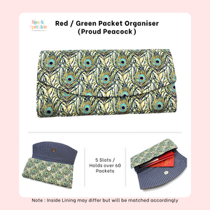 Proud Peacock - Handsewn Red/Green Packet Organiser