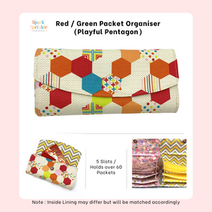 Playful Pentagon - Handsewn Red/Green Packet Organiser