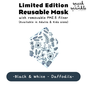 Reusable Mask (Black & White - Daffodils) LIMITED EDITION