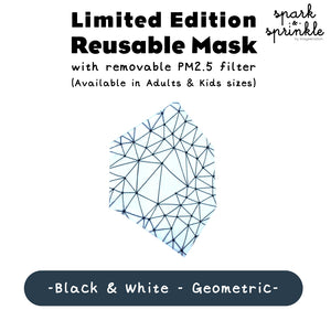Reusable Mask (Geometric - Black & White) LIMITED EDITION