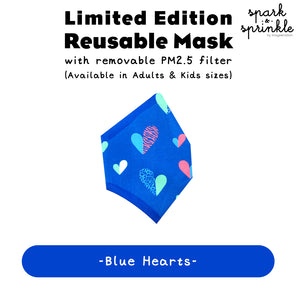 Reusable Mask (Blue Hearts) LIMITED EDITION