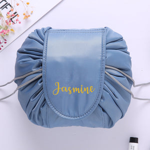 Personalised Drawstring Make Up Pouch (Blue Gray)