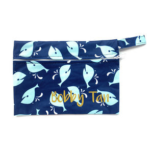 Small Wetbag - Navy Blue Whale Splash