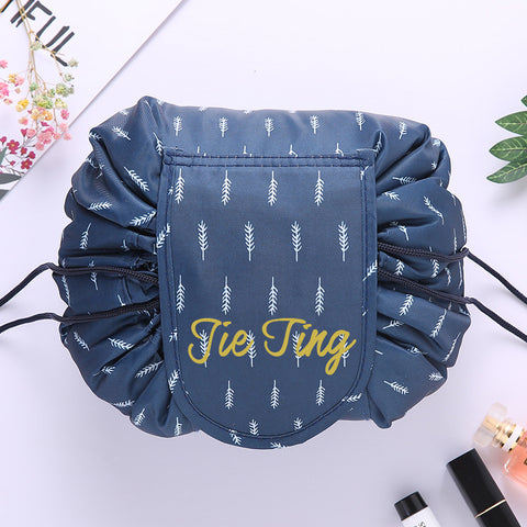 Personalised Drawstring Make Up Pouch (Feather)