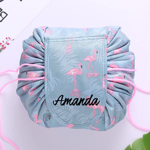 Personalised Drawstring Make Up Pouch (Flamingo)