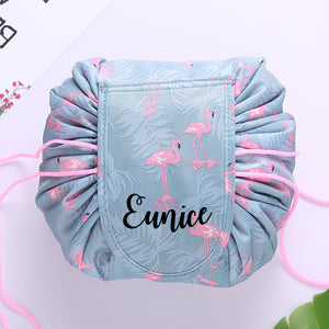 Personalised Drawstring Make Up Pouch (Flamingo)