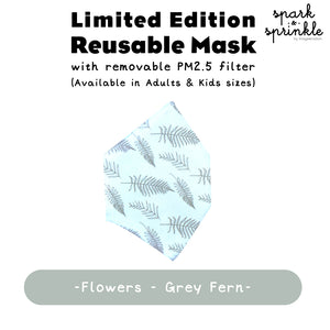 Reusable Mask (Flowers - Grey Fern) LIMITED EDITION