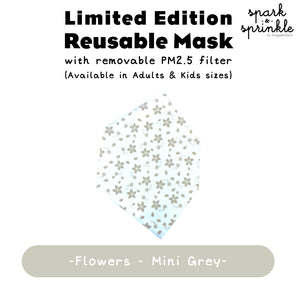 Reusable Mask (Flowers - Mini Grey) LIMITED EDITION
