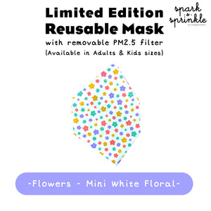 Reusable Mask (Flowers - Mini White Floral) LIMITED EDITION