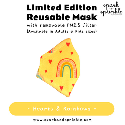 Reusable Mask (Hearts & Rainbows) LIMITED EDITION