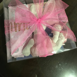 Baby Gift Box 5 : Romper + Soft Toy + Handmade Bib