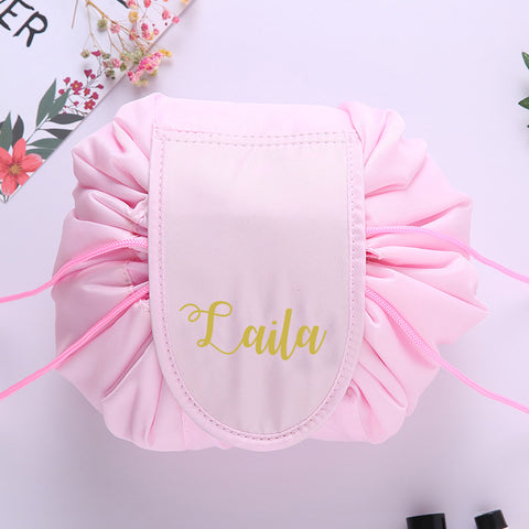 Personalised Drawstring Make Up Pouch (Light Pink)