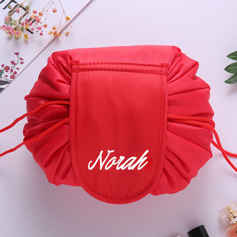 Personalised Drawstring Make Up Pouch (Red)