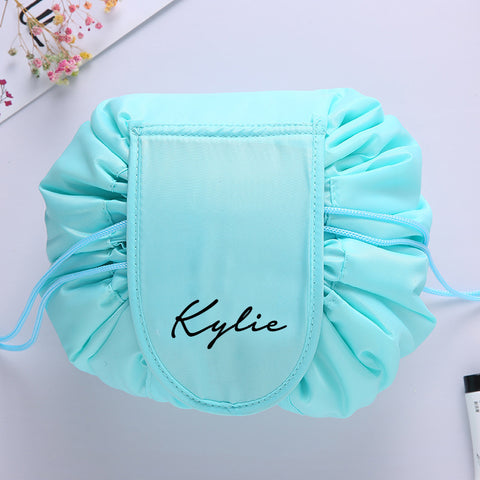 Personalised Drawstring Make Up Pouch (Tiffany Green)