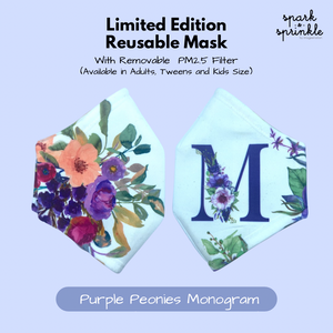 Reusable Mask (Purple Peonies Monogram) LIMITED EDITION