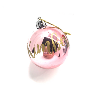 Personalised Christmas Bauble (Shiny Pink)