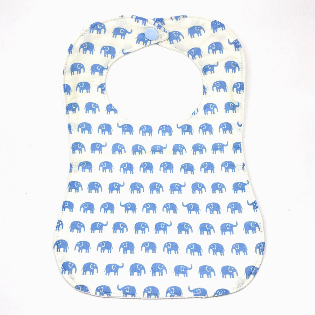 Handmade Bib - Elephant March (Light Blue)