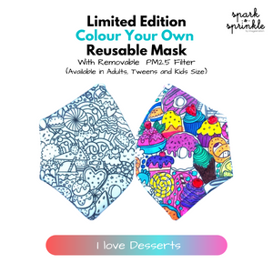 Colour Your Own Reusable Mask - I Love Desserts