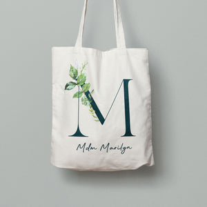 MO3: Tote Bag -  Green Leafy Monogram