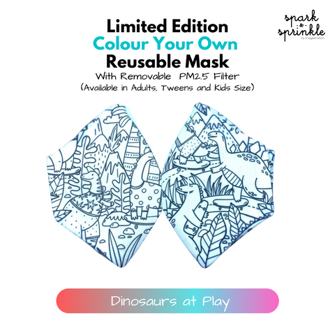 Colour Your Own Reusable Mask - Dinosaurs at Play