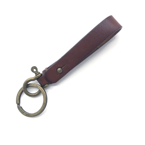 Rustic Leather Keychain - Dark Brown