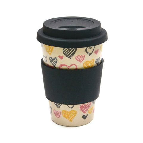 Doodle Hearts Cafe Mug (Black)
