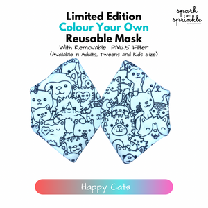 Colour Your Own Reusable Mask - Happy Cats