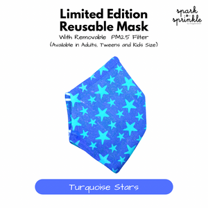 Reusable Mask (Turquoise Stars) LIMITED EDITION