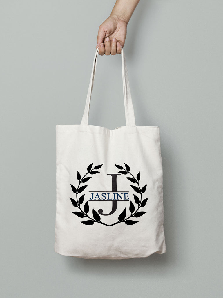 MO24: Tote Bag - Laurel Leaves Monogram