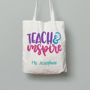 E4 : Tote Bag - Teach & Inspire (Colourful)