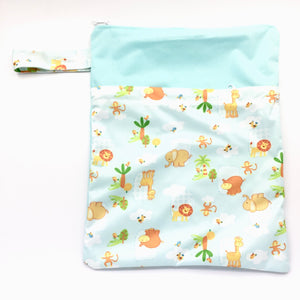 Large Wetbag (Strip) - Green Zoo