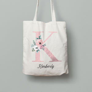 MO5: Tote Bag - Blush Pink Flower Monogram